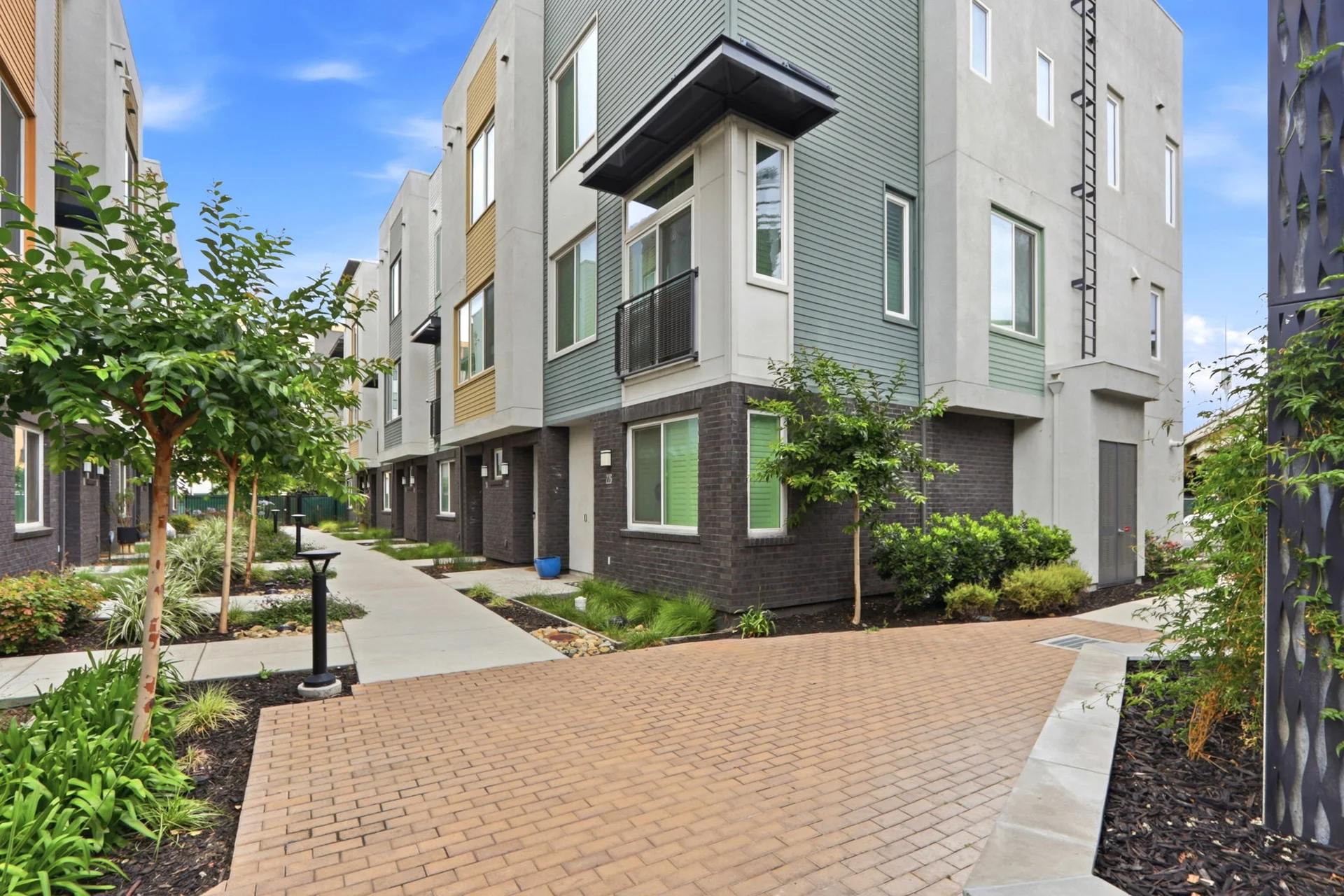 Street view of the three-story rows